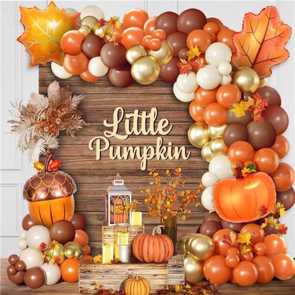 163Pcs Fall Thanksgiving Decorations Balloon Arch Kit, Fall Party Decorations - Picture 2 of 7